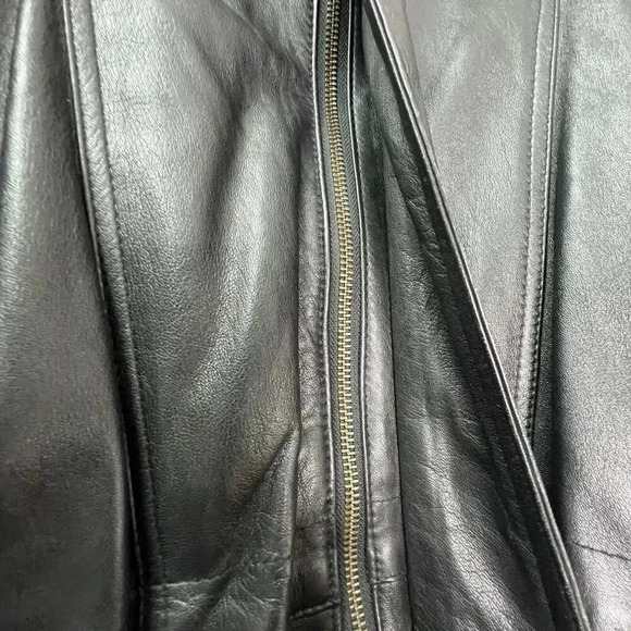 Vintage Stylish Retro Black Leather Belted Jacket Men’s Size L Made In Pakistan - Picture 6 of 16